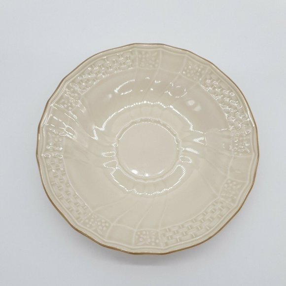 Coffee Cup Saucers Mikasa Fine Ivory Tivoli D1000 China Basket Weave Cream Tan - Picture 1 of 6